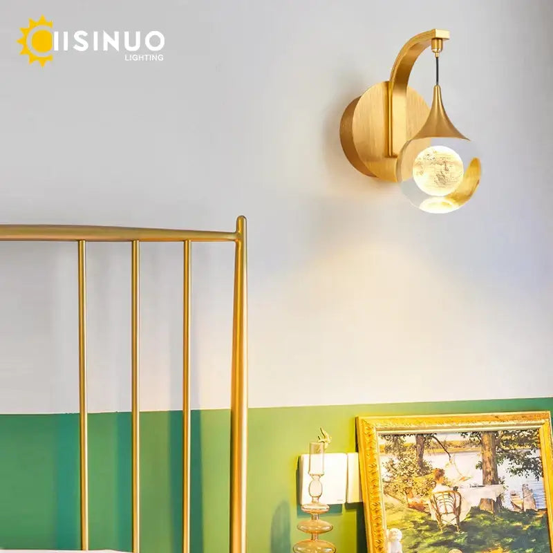 Modern gold & silver crystal led wall sconce bedroom light