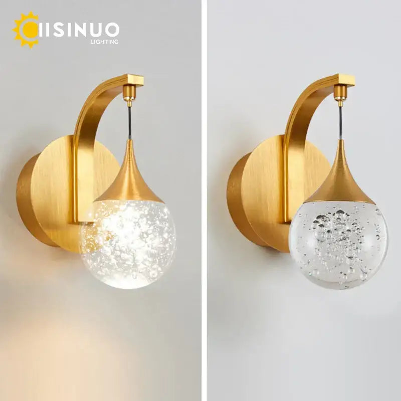 Modern gold & silver crystal led wall sconce bedroom light