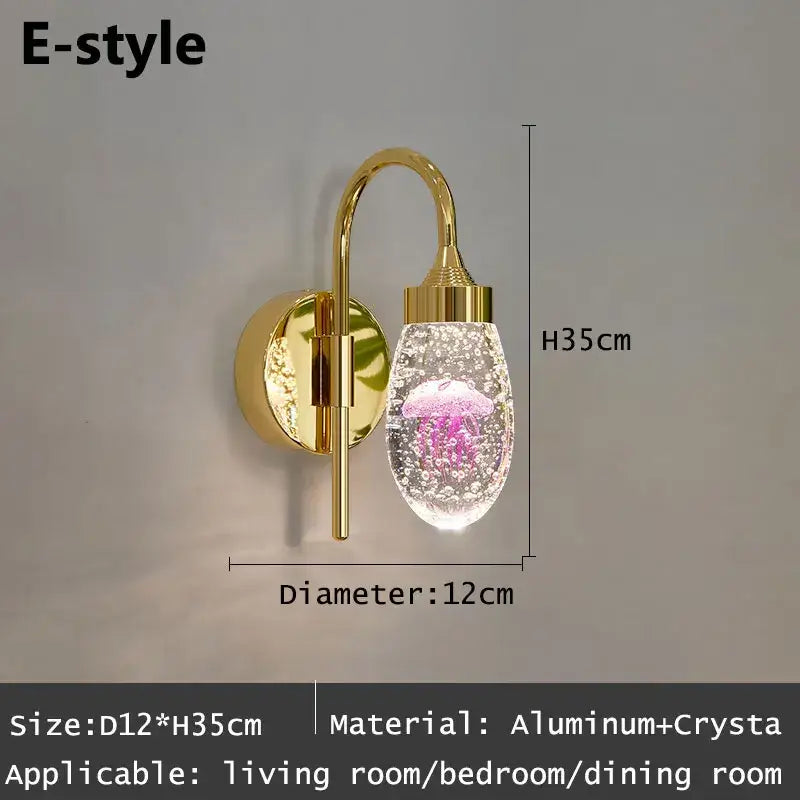 Modern gold & silver crystal led wall sconce bedroom light
