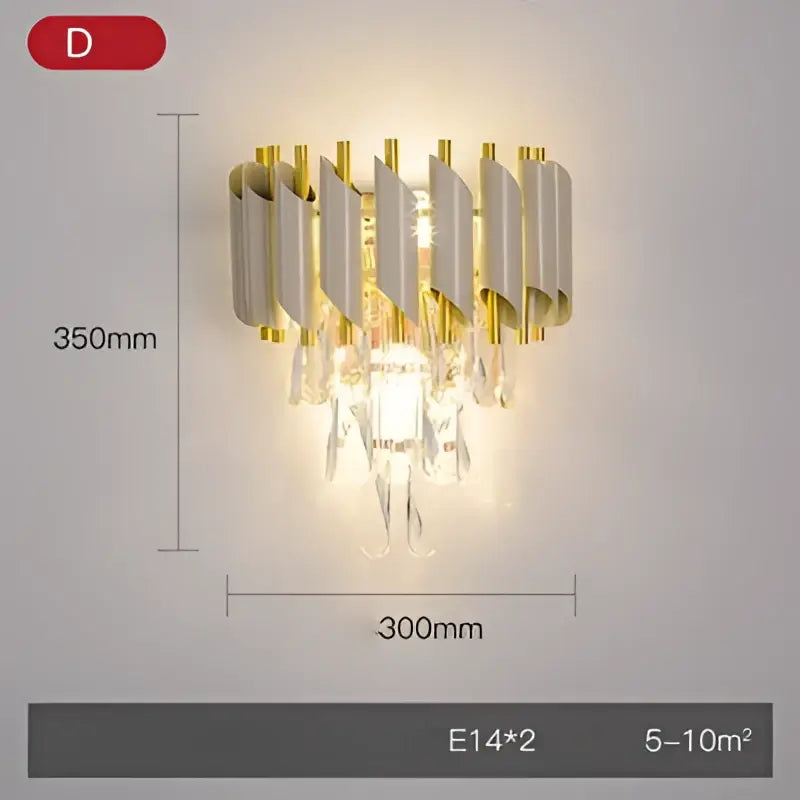 Modern gold & silver crystal wall sconce bedroom stainless steel light