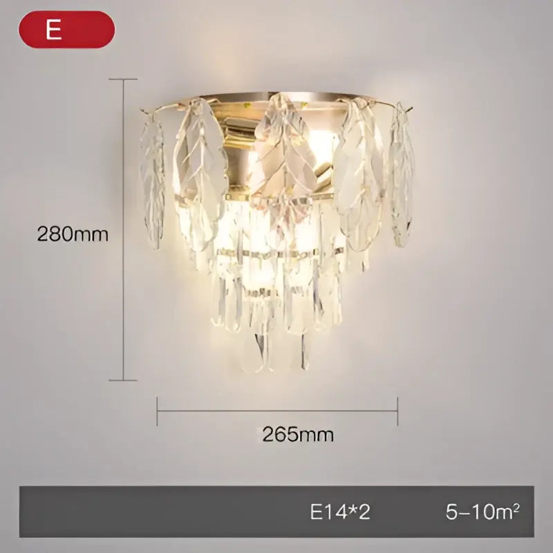 Modern gold & silver crystal wall sconce bedroom stainless steel light