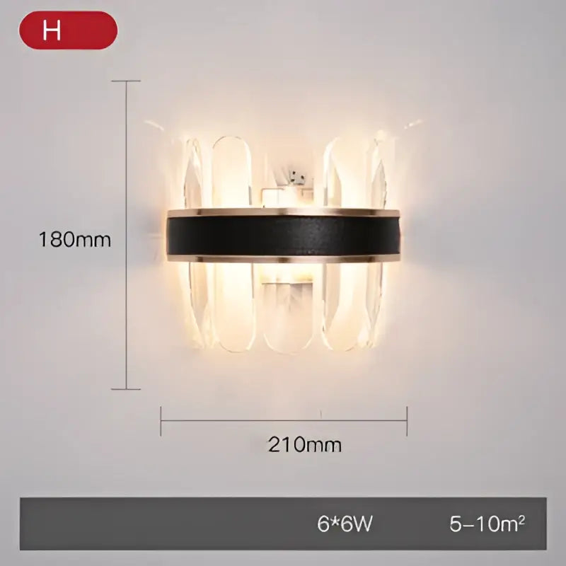 Modern gold & silver crystal wall sconce bedroom stainless steel light