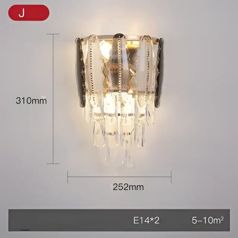 Modern gold & silver crystal wall sconce bedroom stainless steel light