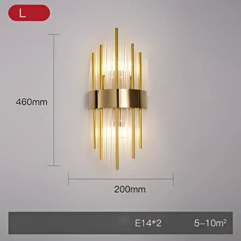 Modern gold & silver crystal wall sconce bedroom stainless steel light