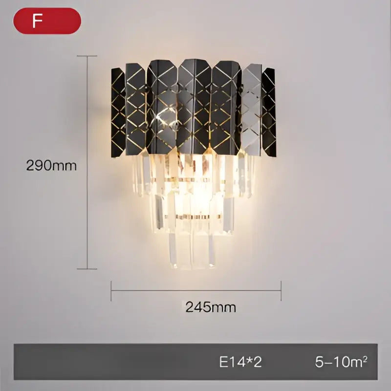 Modern gold & silver crystal wall sconce bedroom stainless steel light