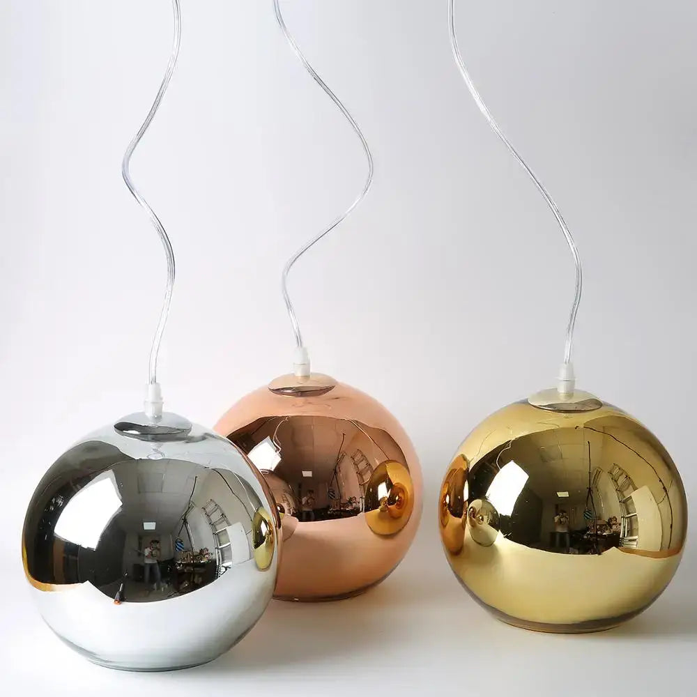 Modern gold silver & rose gold glass bubble ball pendant lights kitchen