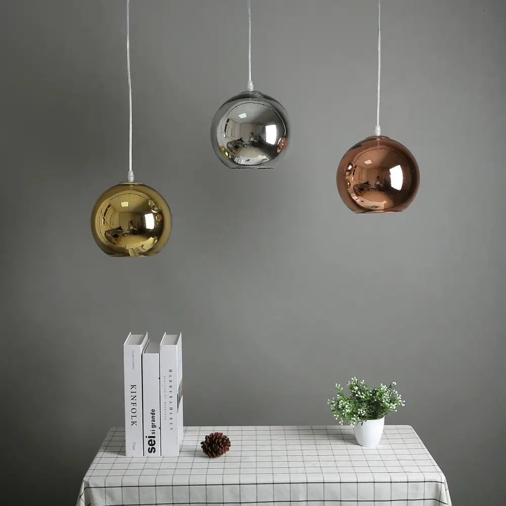 Modern gold silver & rose gold glass bubble ball pendant lights kitchen