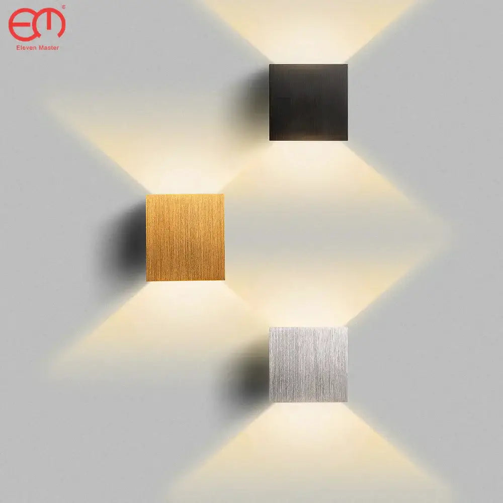 Modern gold & silver square wall lamps for bedroom