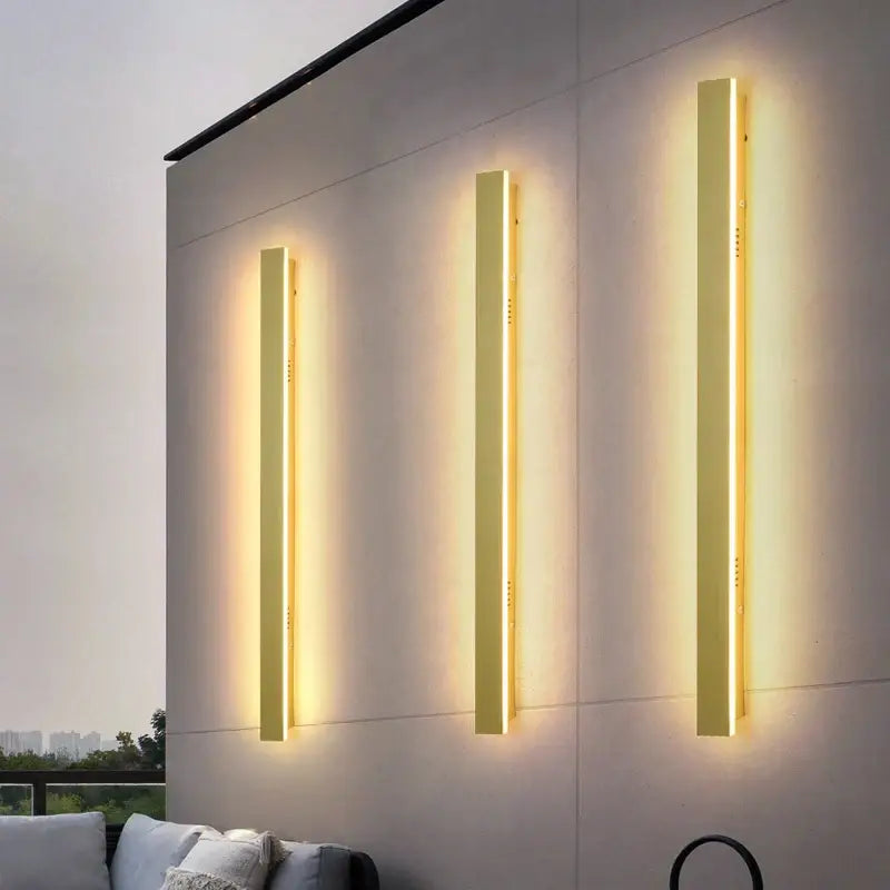 Modern gold slim led wall lamp outdoor waterproof sconce