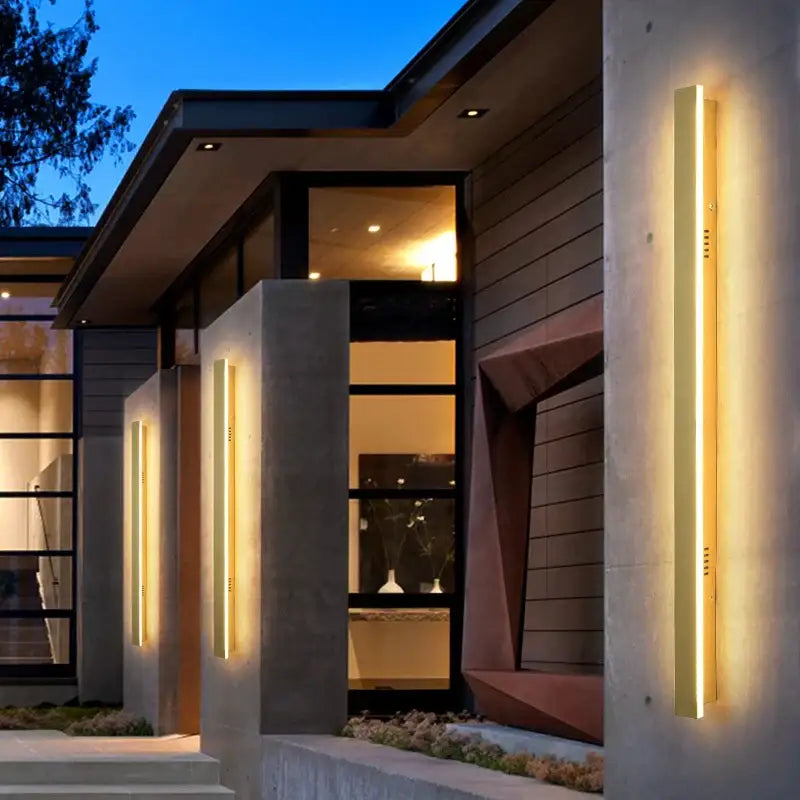 Modern gold slim led wall lamp outdoor waterproof sconce