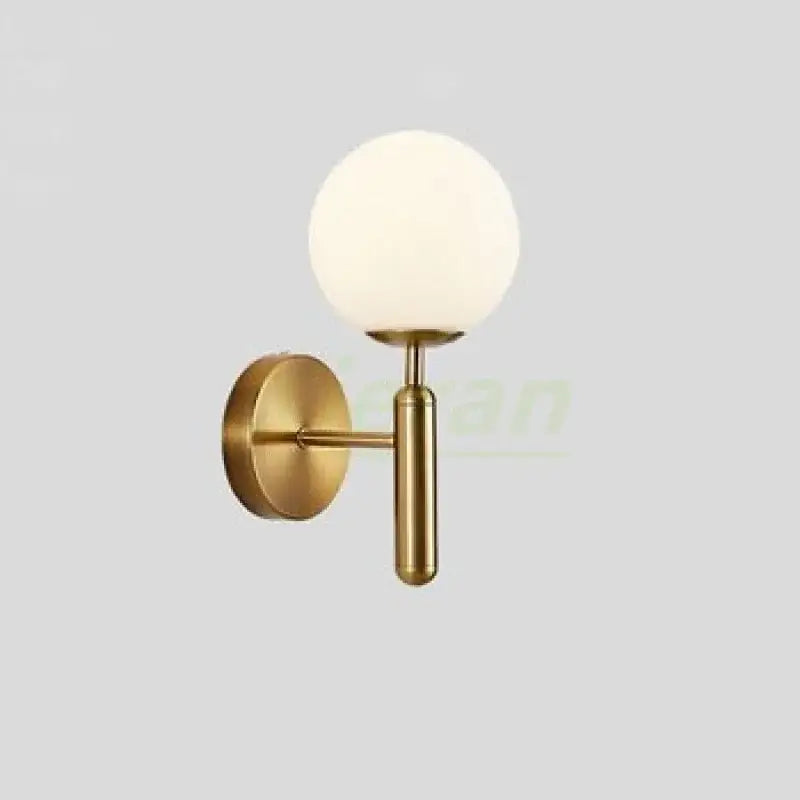 Modern gold spherical frosted glass led wall lamps bedroom sconce