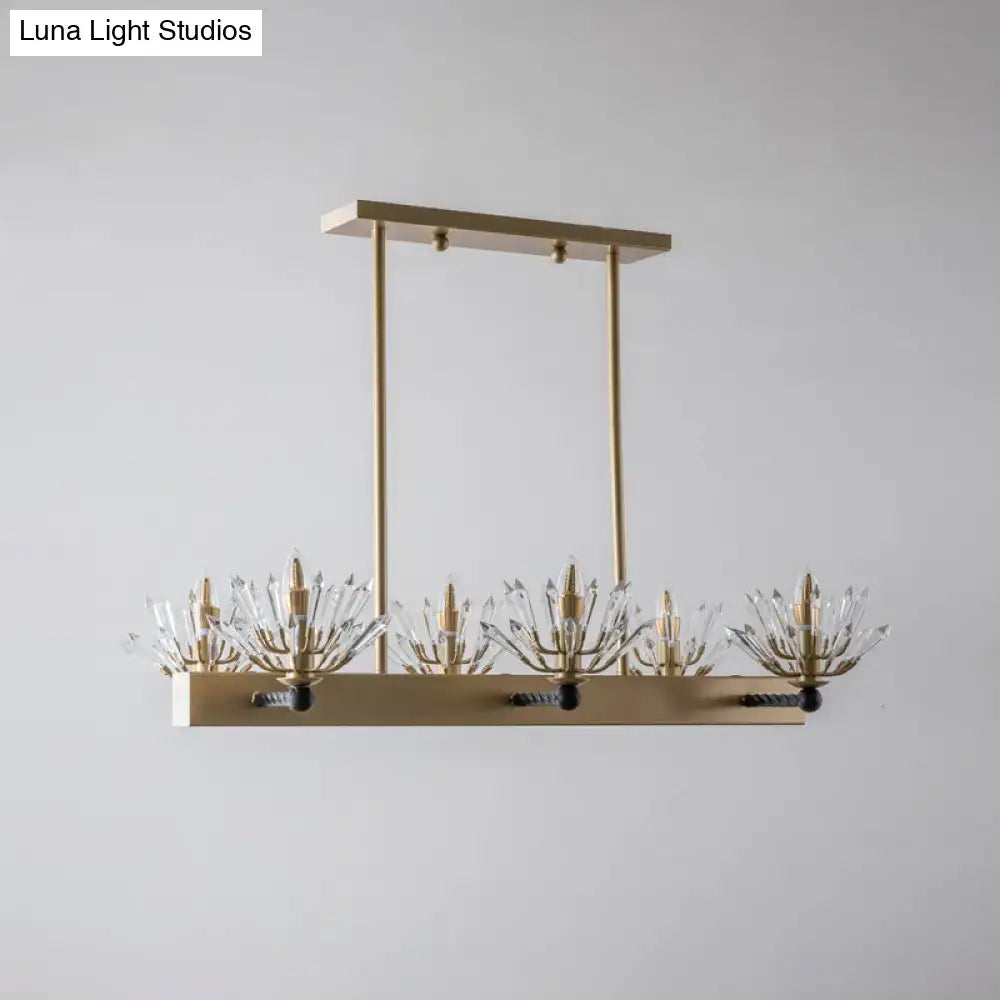 Modern gold sputnik island light crystal dining room fixture