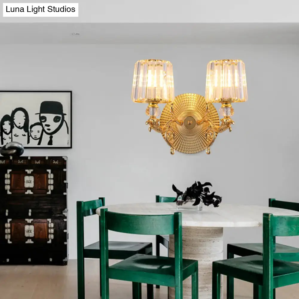 Modern gold tapered wall light fixture crystal dragon bedroom sconce