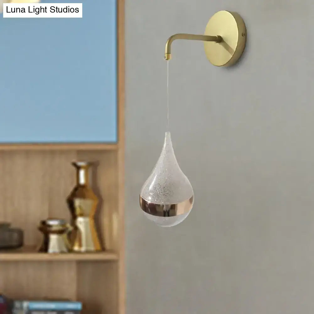 Modern gold teardrop wall sconce bedroom direct wired electric light