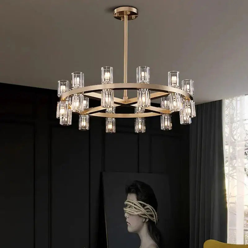 Modern gold tiered chandelier pendant light for dining room