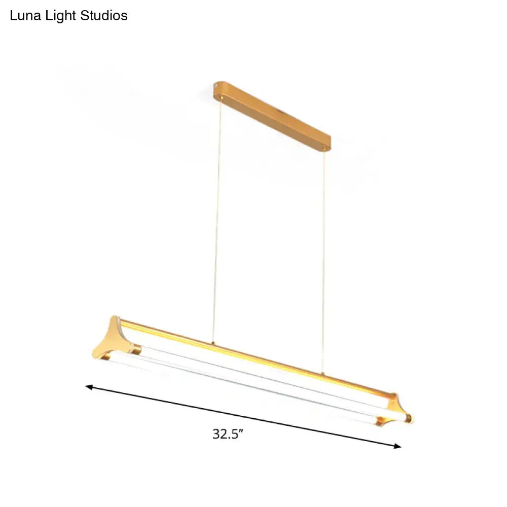 Modern gold tube chandelier – living room glass pendant light