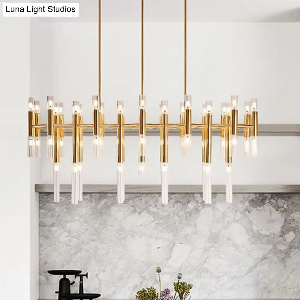 Modern gold tubular led island pendant dining room chandelier