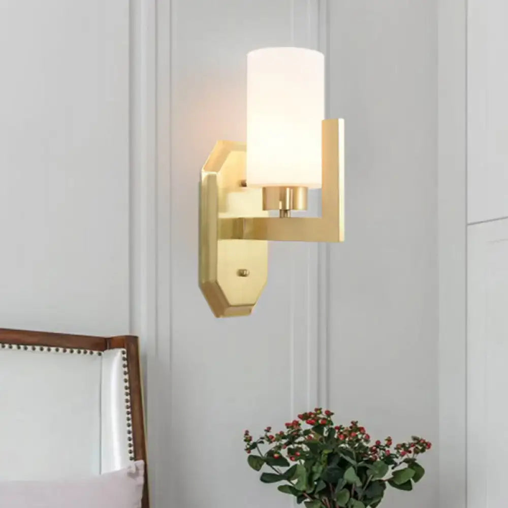 Modern gold tubular wall lamp living room glass fixture
