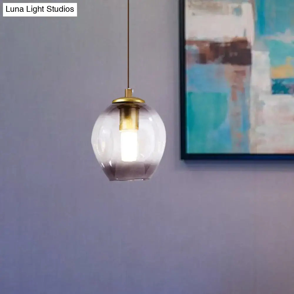 Modern gold tulip wall lamp with blue glass shade for bedroom