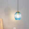 Modern gold tulip wall lamp with blue glass shade for bedroom