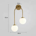Modern gold two light glass ball led wall lamp living room sconce