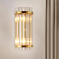 Modern gold wall lamp with crystal rod shade bedroom sconce