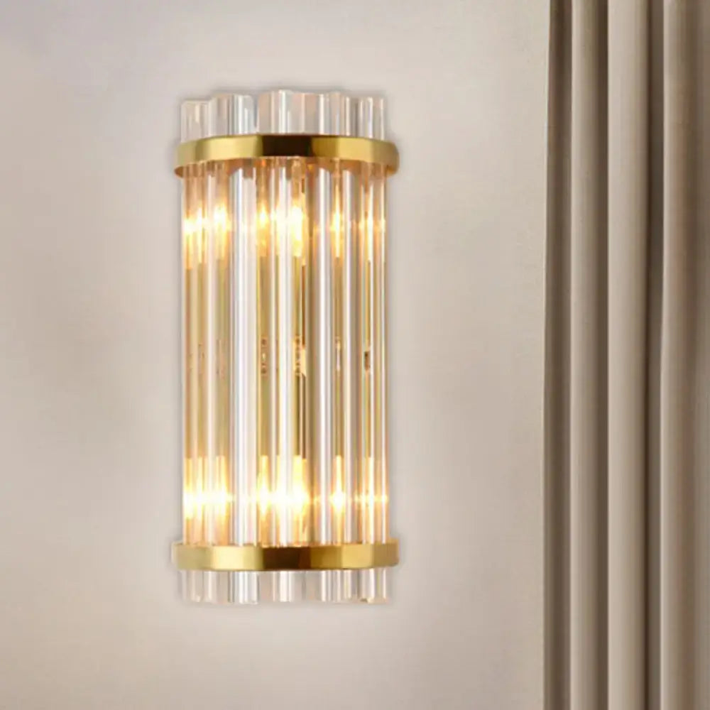 Modern gold wall lamp with crystal rod shade bedroom sconce