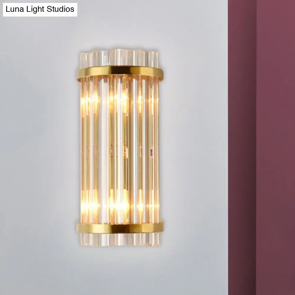 Modern gold wall lamp with crystal rod shade bedroom sconce