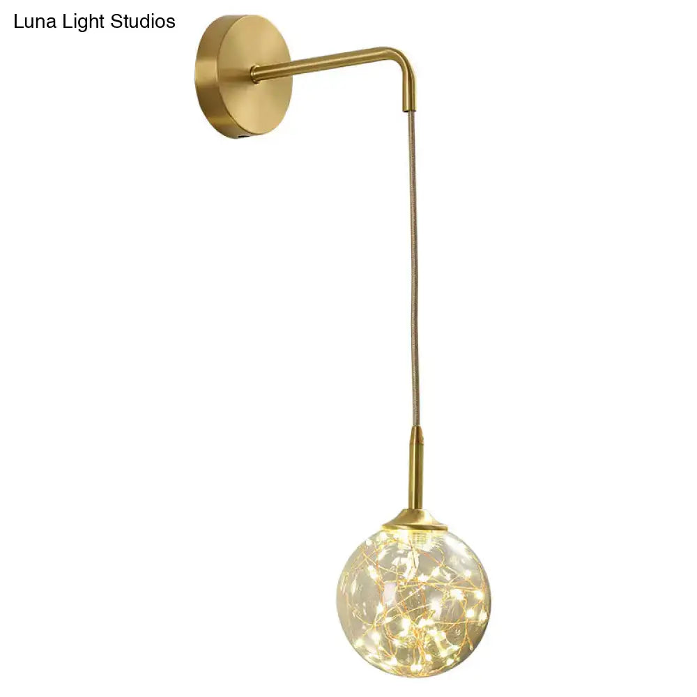 Modern gold wall lamp with frosted glass shade bedroom sconce