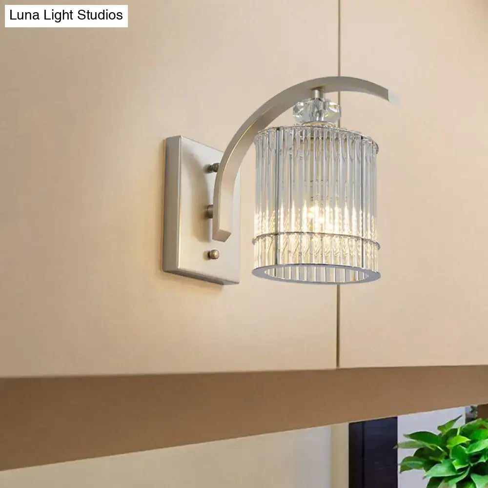 Modern gold wall mounted lamp with clear crystal shade bedroom sconce