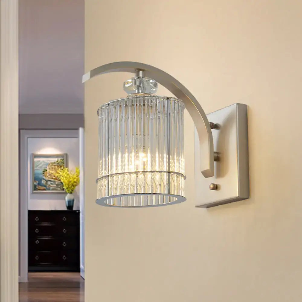 Modern gold wall mounted lamp with clear crystal shade bedroom sconce