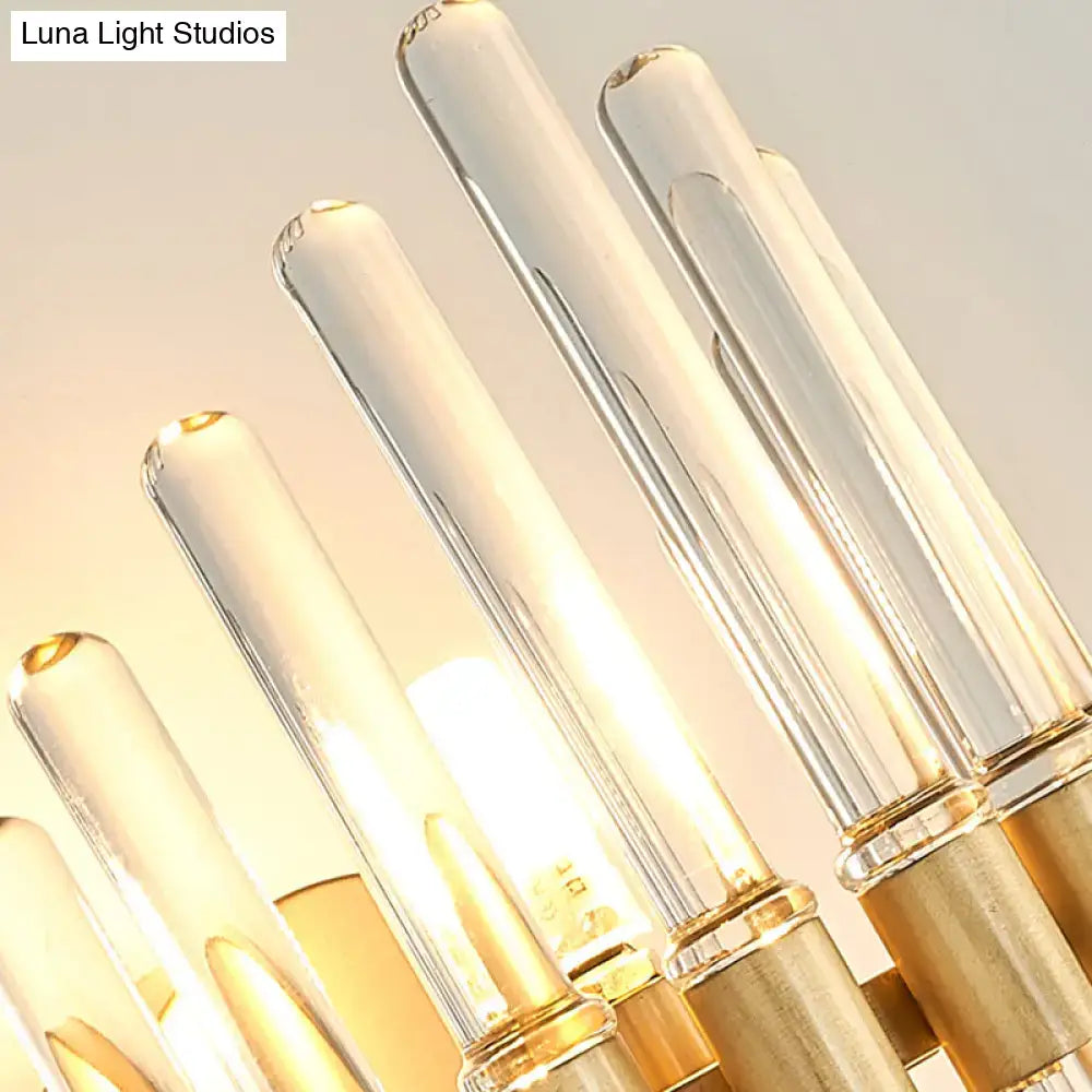 Modern gold wall sconce with clear crystal – living room light