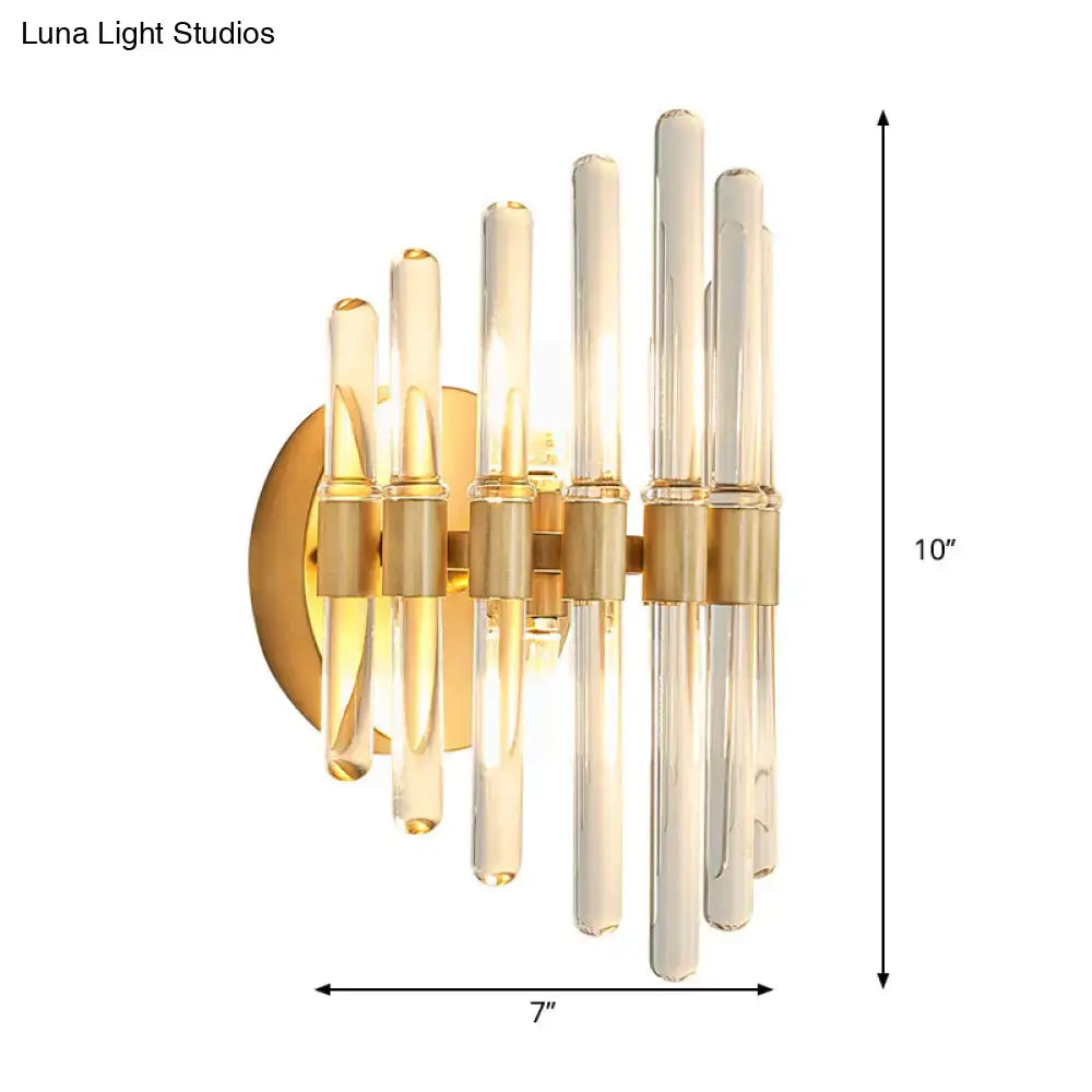 Modern gold wall sconce with clear crystal – living room light
