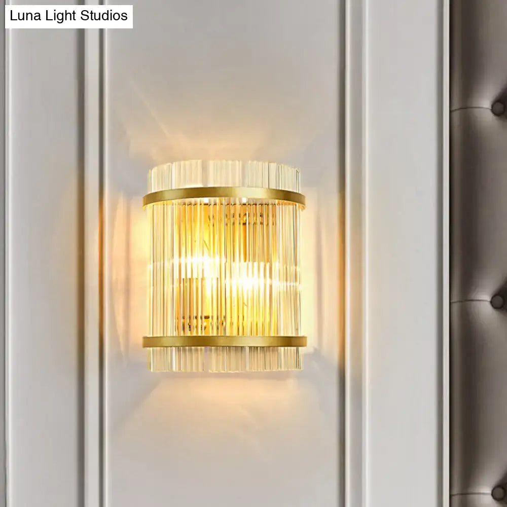 Modern gold wall sconce with clear crystal rods for hallways