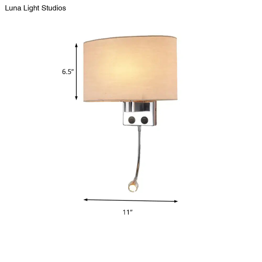 Modern gold wall sconce with fabric shade and bedroom reading light