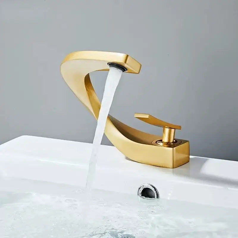Modern gold waterfall brass basin faucet bathroom sink tap