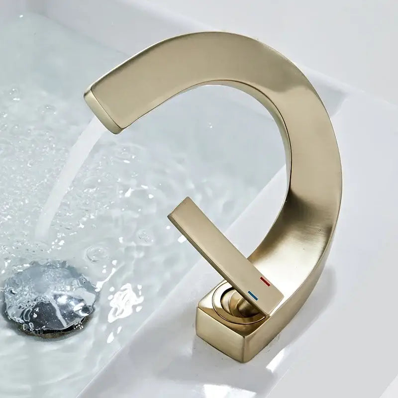 Modern gold waterfall brass basin faucet bathroom sink tap