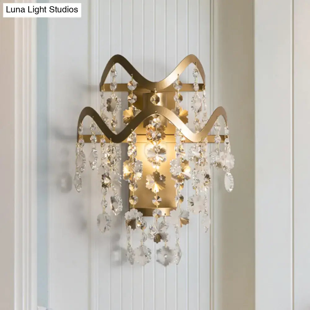 Modern gold wave sconce living room light with shell accent