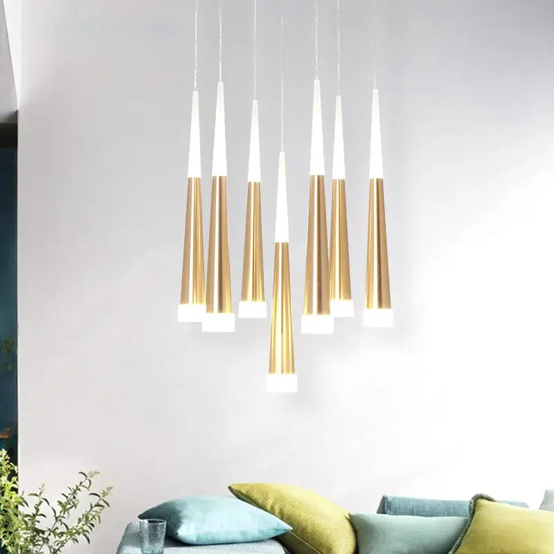 Modern gold & white acrylic led pendant lights dining room