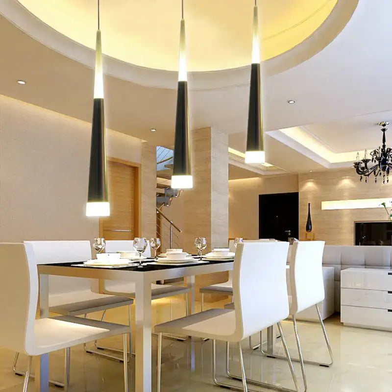 Modern gold & white acrylic led pendant lights dining room