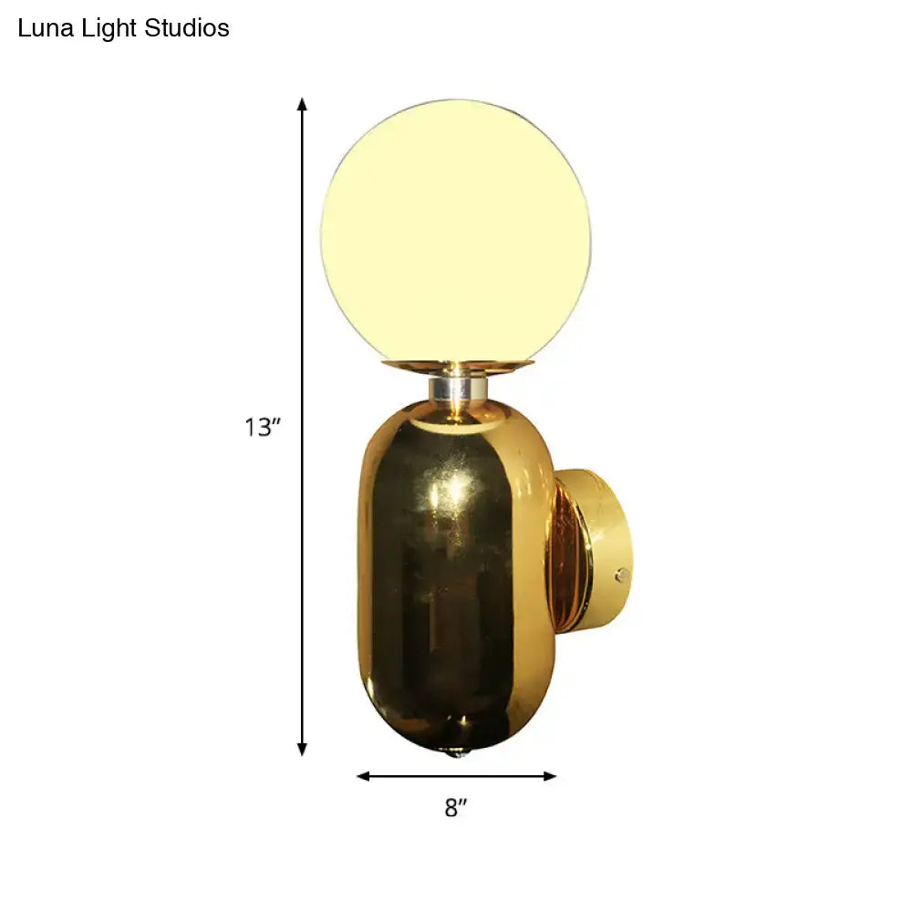 Modern gold white glass globe wall sconce bedroom e26 e27 light
