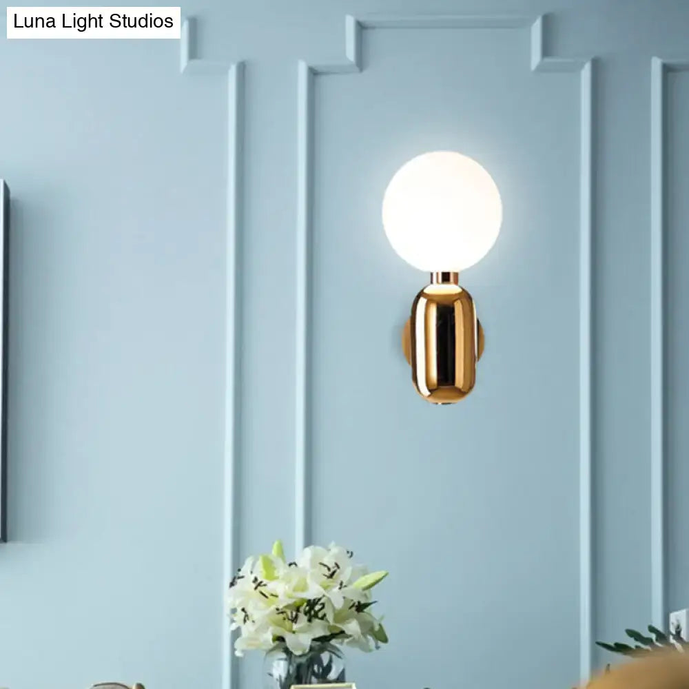 Modern gold white glass globe wall sconce bedroom e26 e27 light