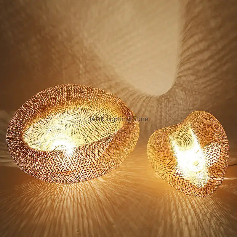 Modern golden bamboo wave shade pendant lamp dining room