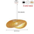 Modern golden bamboo woven chandelier tea room pendant light