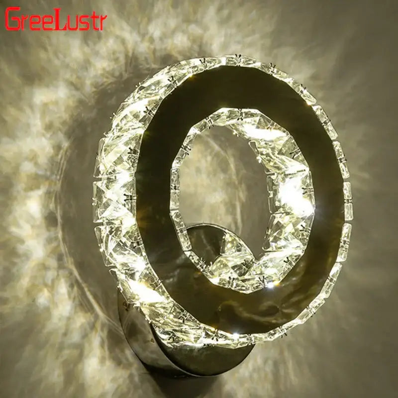 Modern golden chrome crystal led wall sconce bedroom light