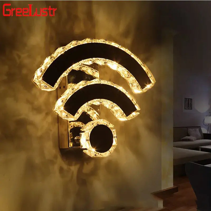 Modern golden chrome crystal led wall sconce bedroom light