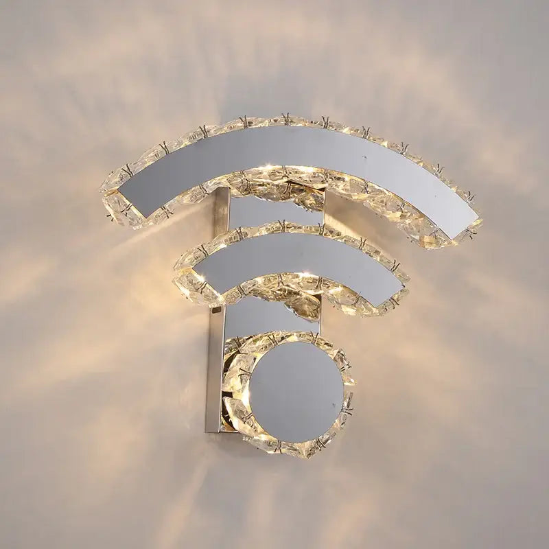 Modern golden chrome crystal led wall sconce bedroom light