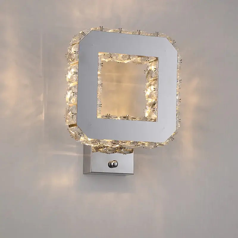 Modern golden chrome crystal led wall sconce bedroom light