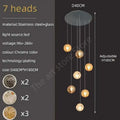 Modern golden crystal glass spiral ceiling chandelier living room