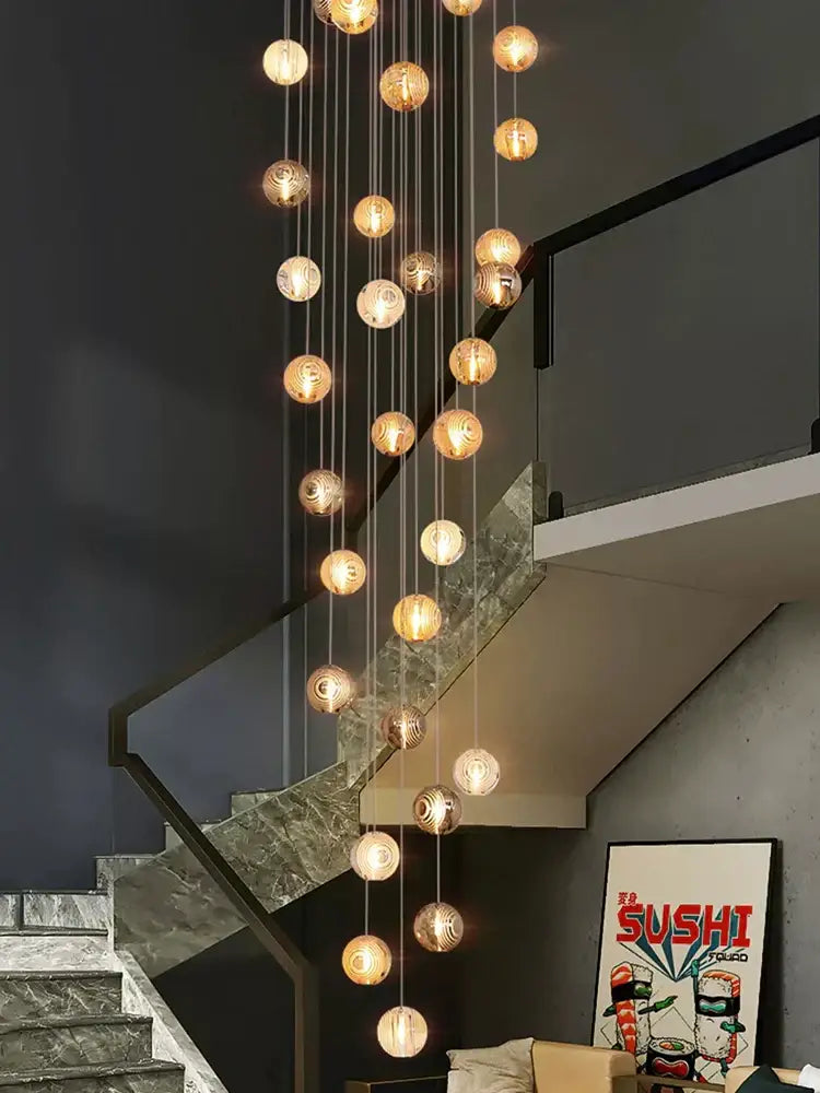Modern golden crystal glass spiral ceiling chandelier living room
